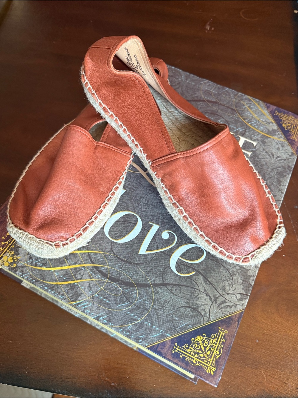 Polo Ralph Lauren Joanne2 Leather Espadrilles Flats Tan Brown Size 8B NWOT